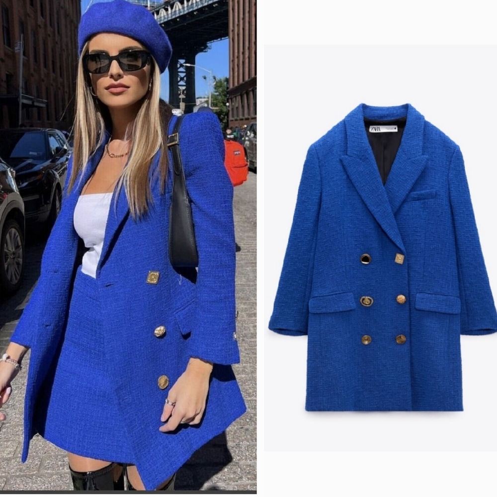 ZARA TWEED TEXTURED BLAZER DRESS SIZE S